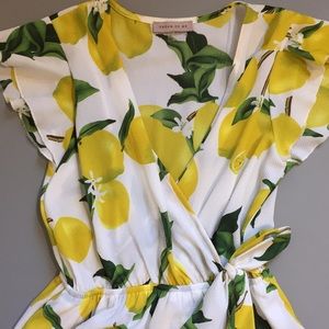 Lemon print high-low dress